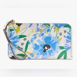 kate spade Floral Wristlet Clutch in Blue, Green, White